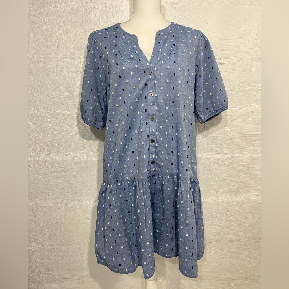 LOFT CLIP CHAMBRAY TIERED SWING DRESS NEW WITH TAG (a310) - Picture 7 of 14